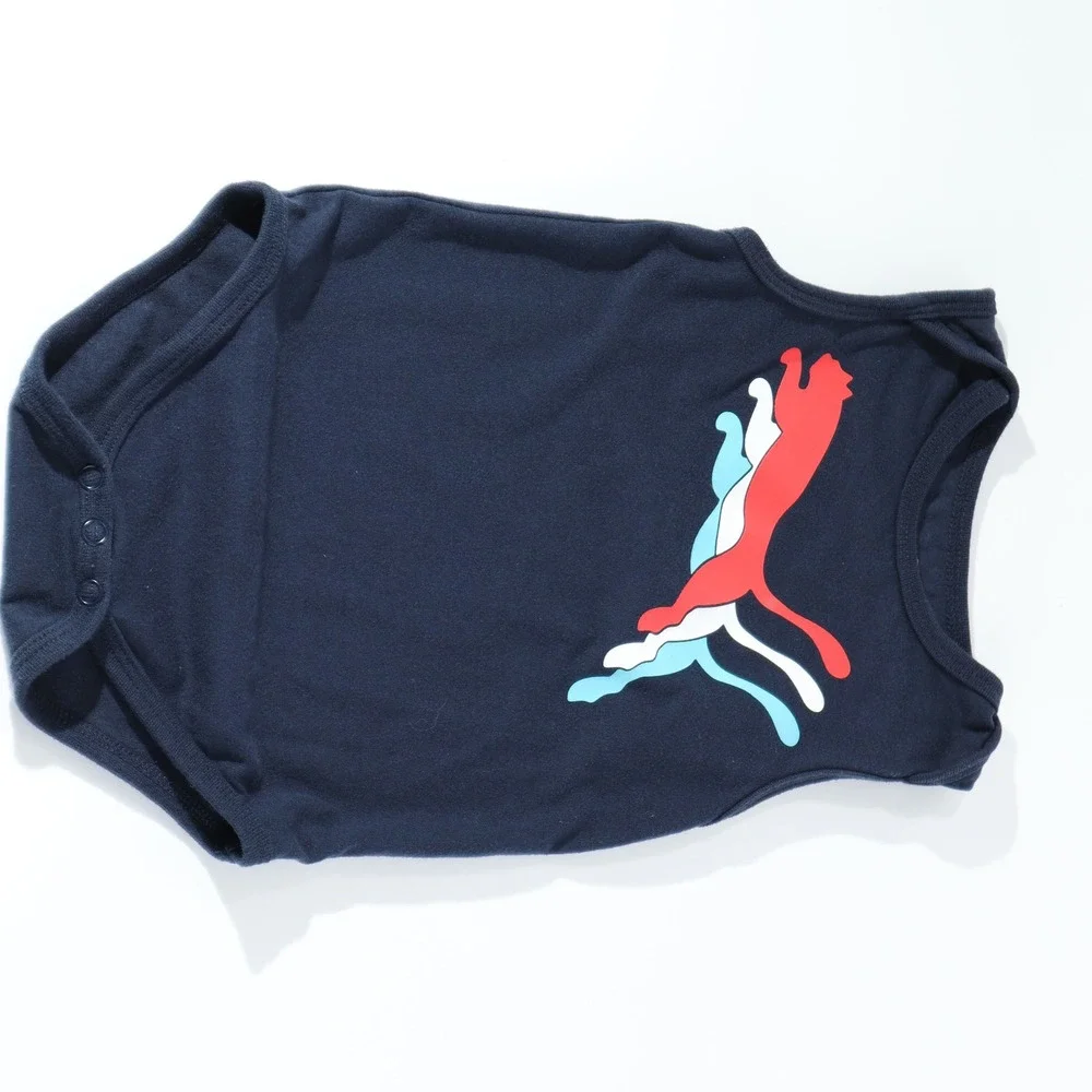 Puma Baby Boys Navy Blue Sleeveless Triple Cat Logo Bodysuit 18M